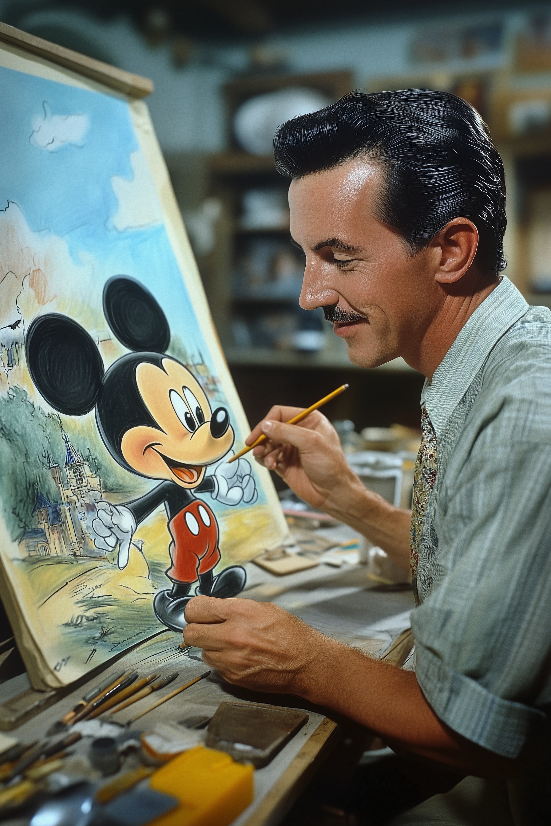 Young Walt Disney Drawing Mickey Mouse
